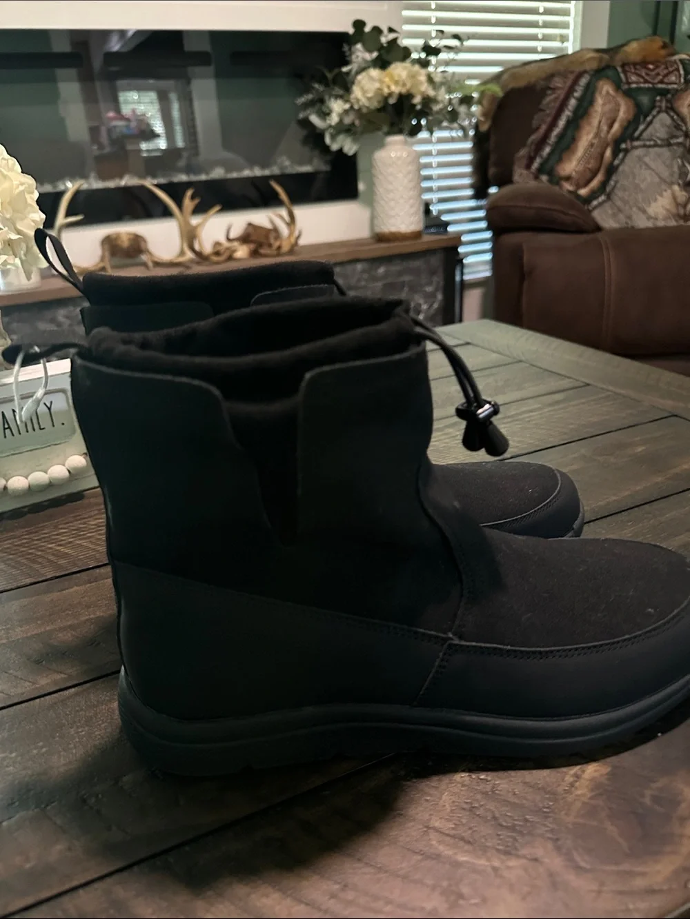 Jambu Women’s Black Slip-On Drawstring Winter Boots